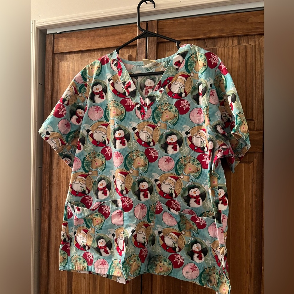 Christmas scrub top